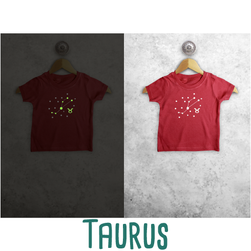 Star sign glow in the dark baby shortsleeve shirt