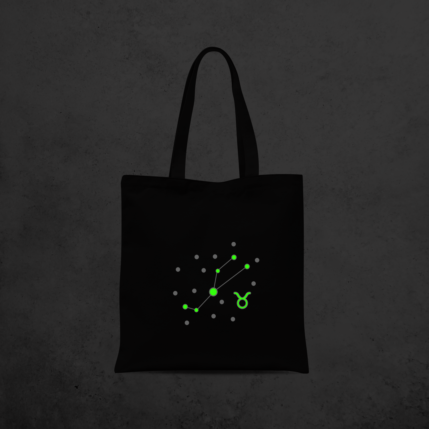 Star sign glow in the dark tote bag