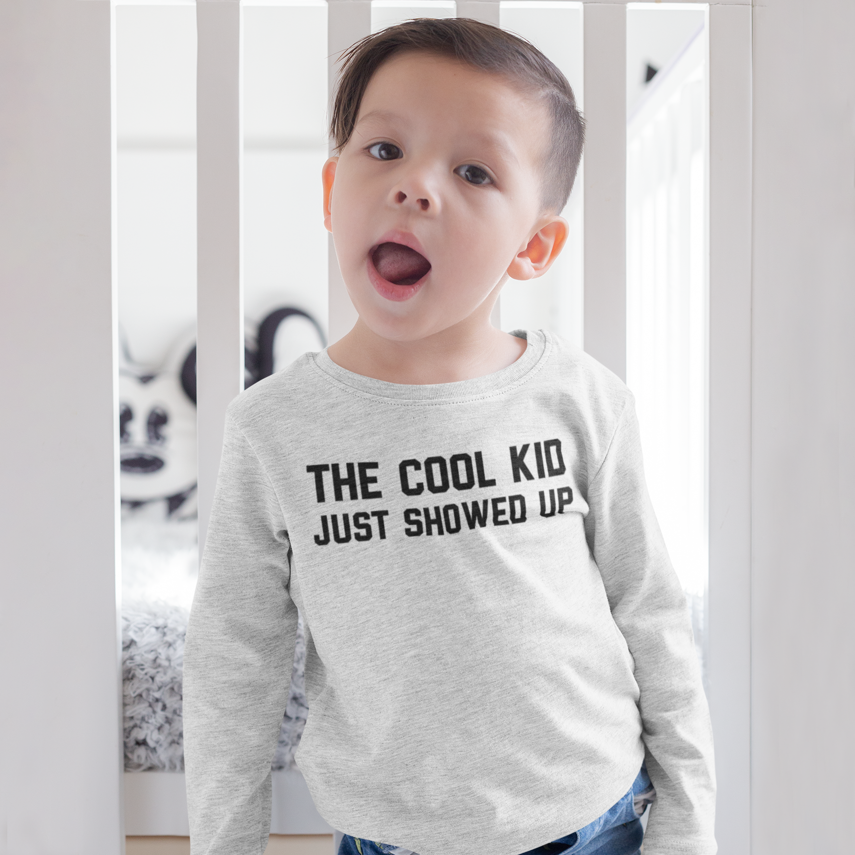 'The cool kid just showed up' kids longsleeve shirt