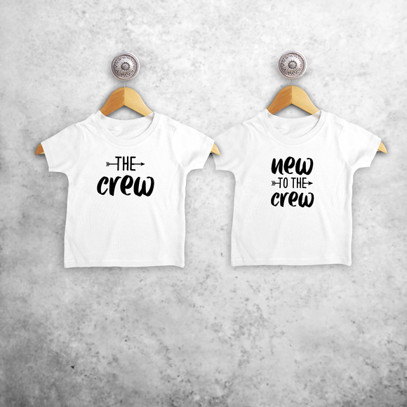 'The crew' & 'New to the crew' baby sibling shirts