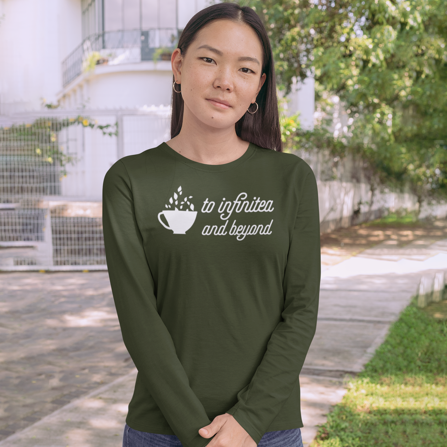 'To infinitea and beyond' adult longsleeve shirt