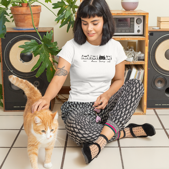 'Un deux trois cat' adult shirt