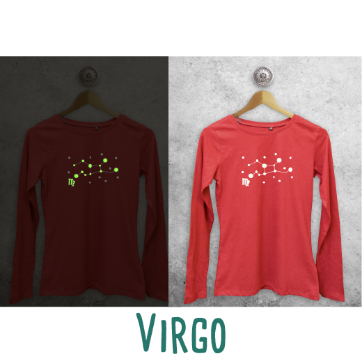 Star sign glow in the dark adult longsleeve shirt