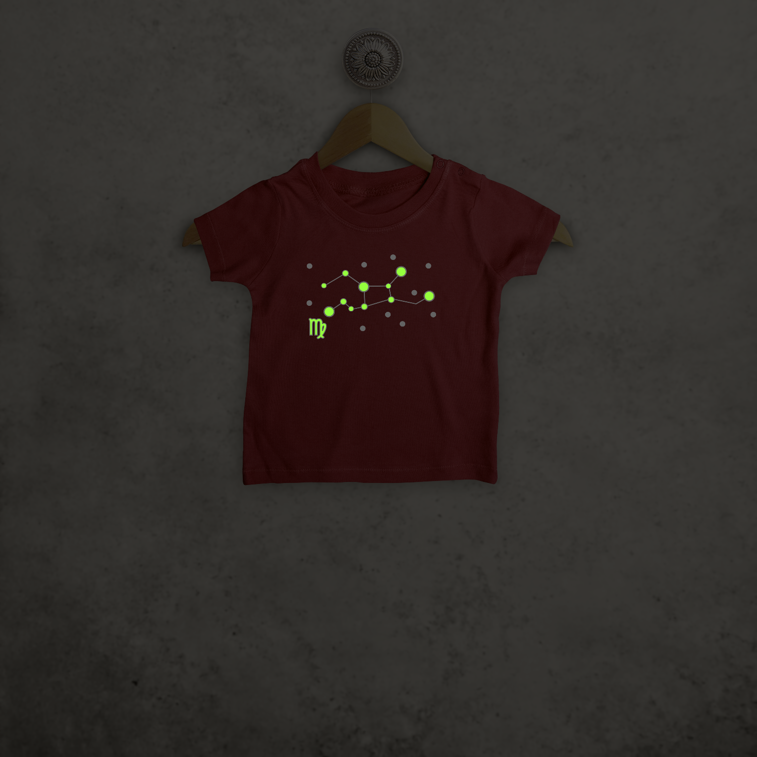 Star sign glow in the dark baby shortsleeve shirt