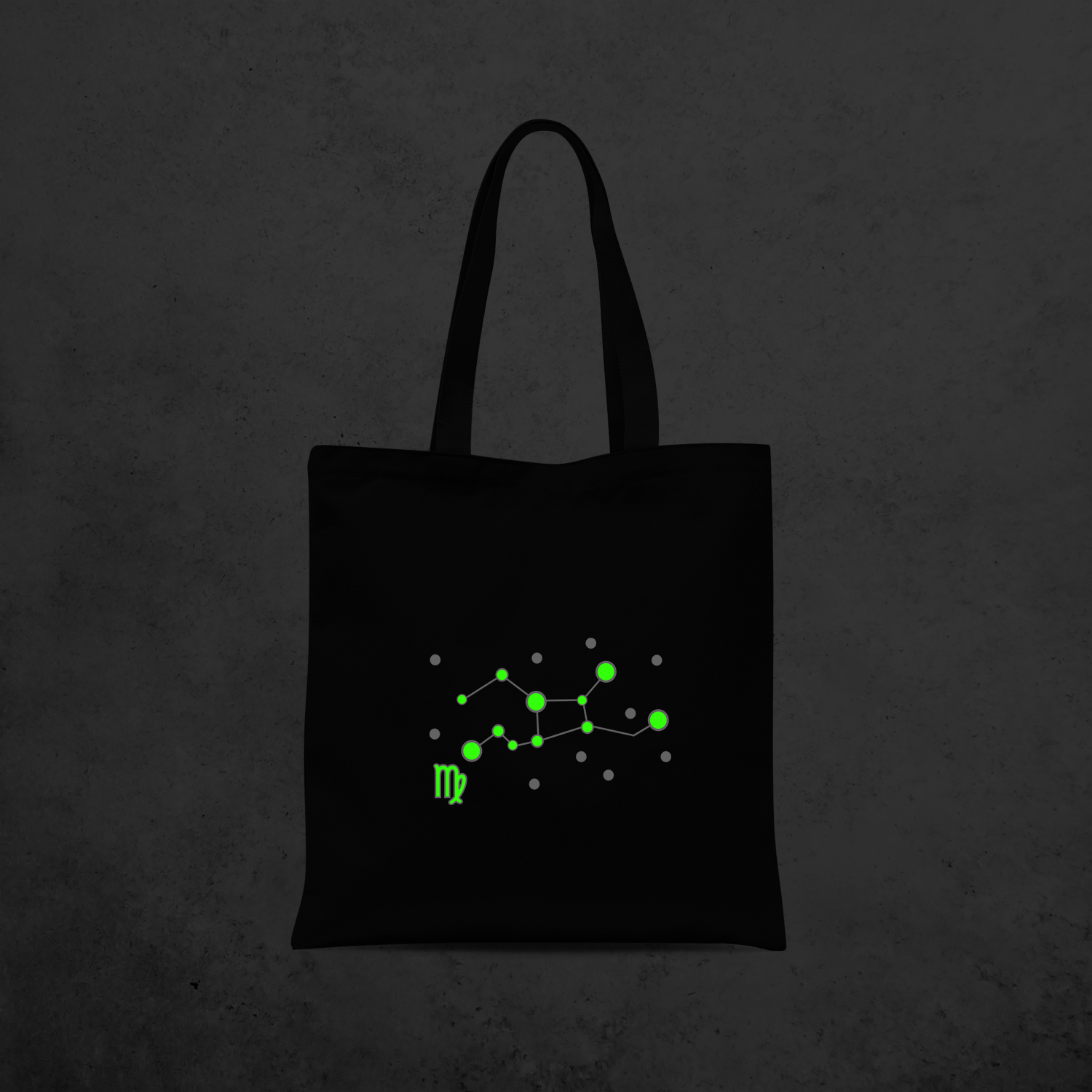 Star sign glow in the dark tote bag