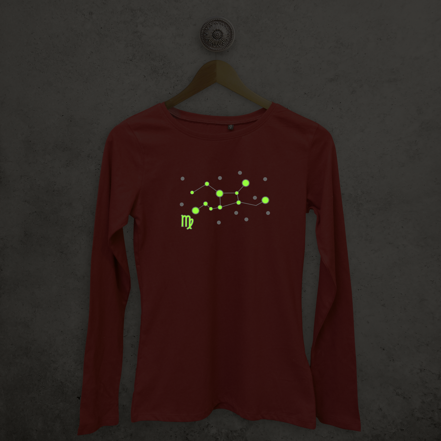 Star sign glow in the dark adult longsleeve shirt