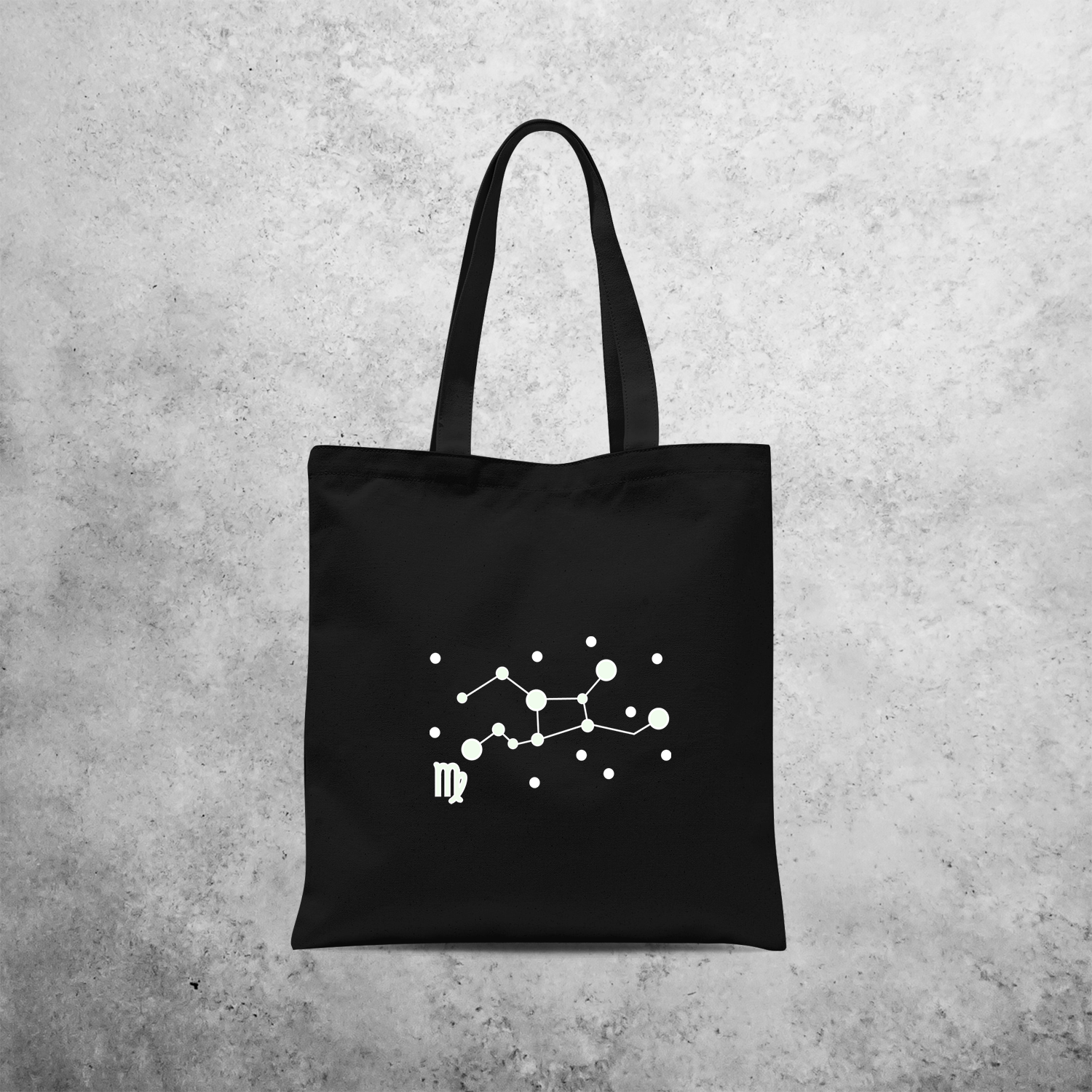 Star sign glow in the dark tote bag