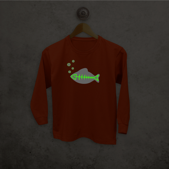 Fish glow in the dark kids longsleeve shirt