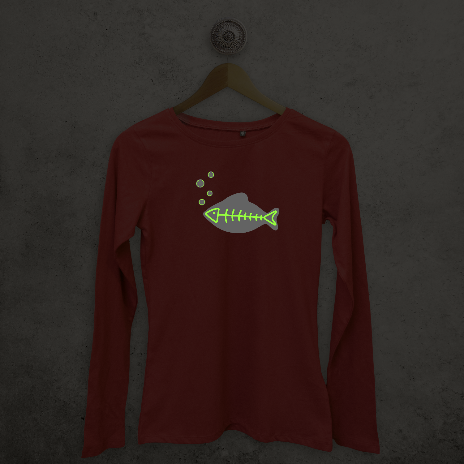 Fish glow in the dark adult longsleeve shirt