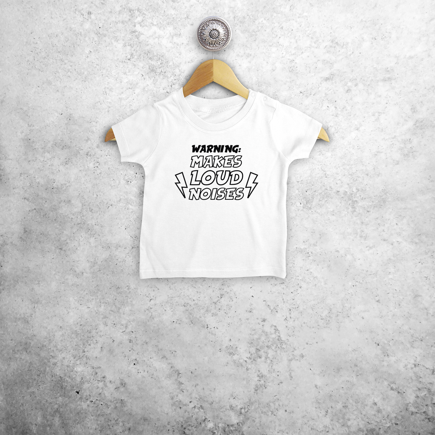 'Warning: makes loud noises' baby shortsleeve shirt