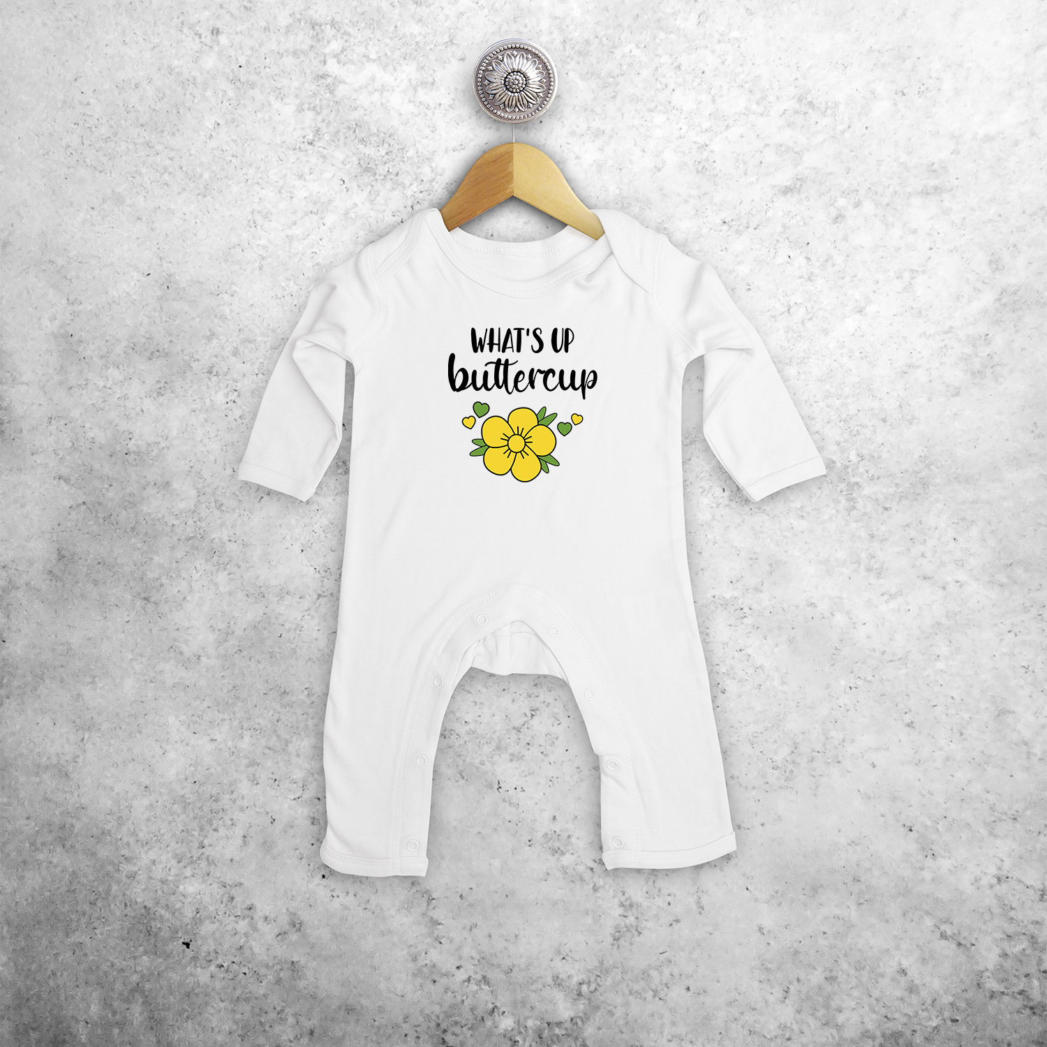 'What's up buttercup' baby romper