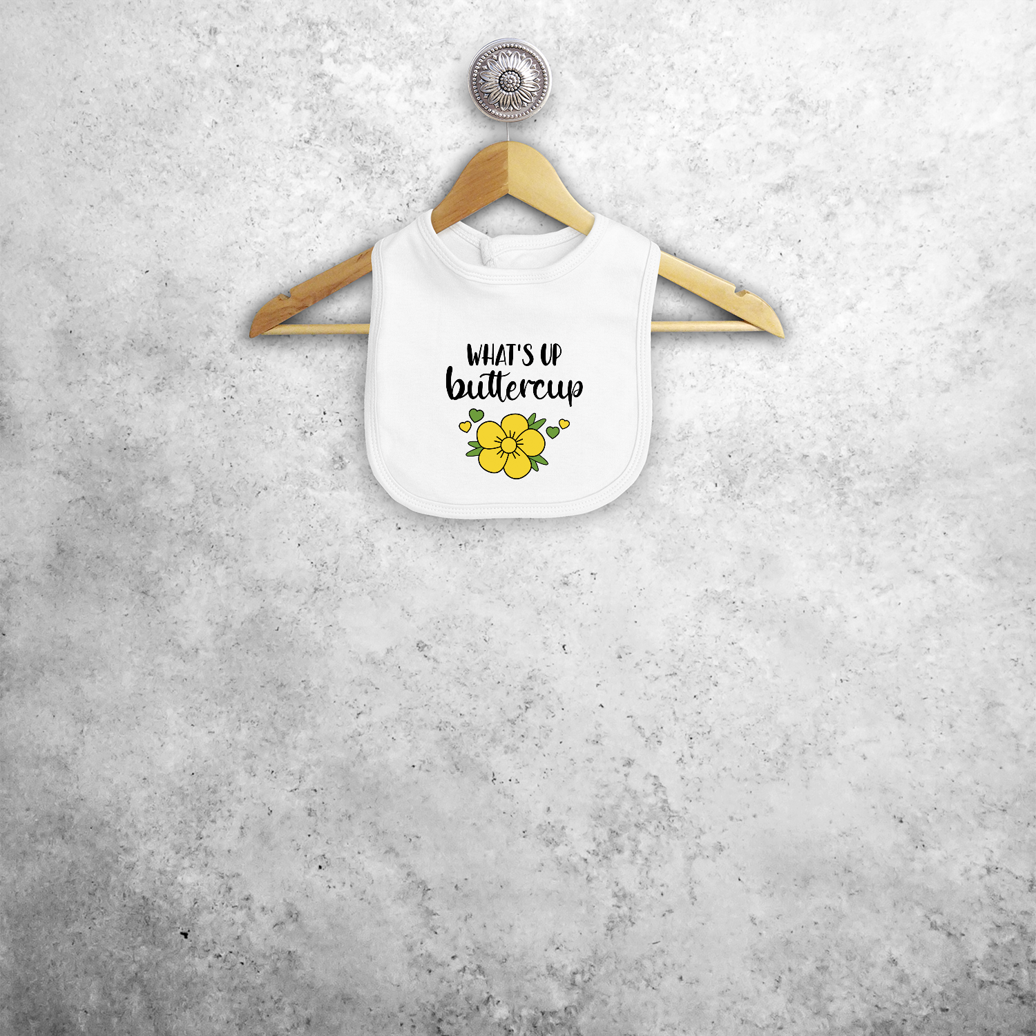 'What's up buttercup' baby bib